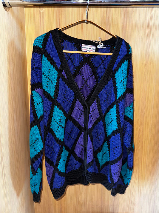 80s Argyle Cardigan